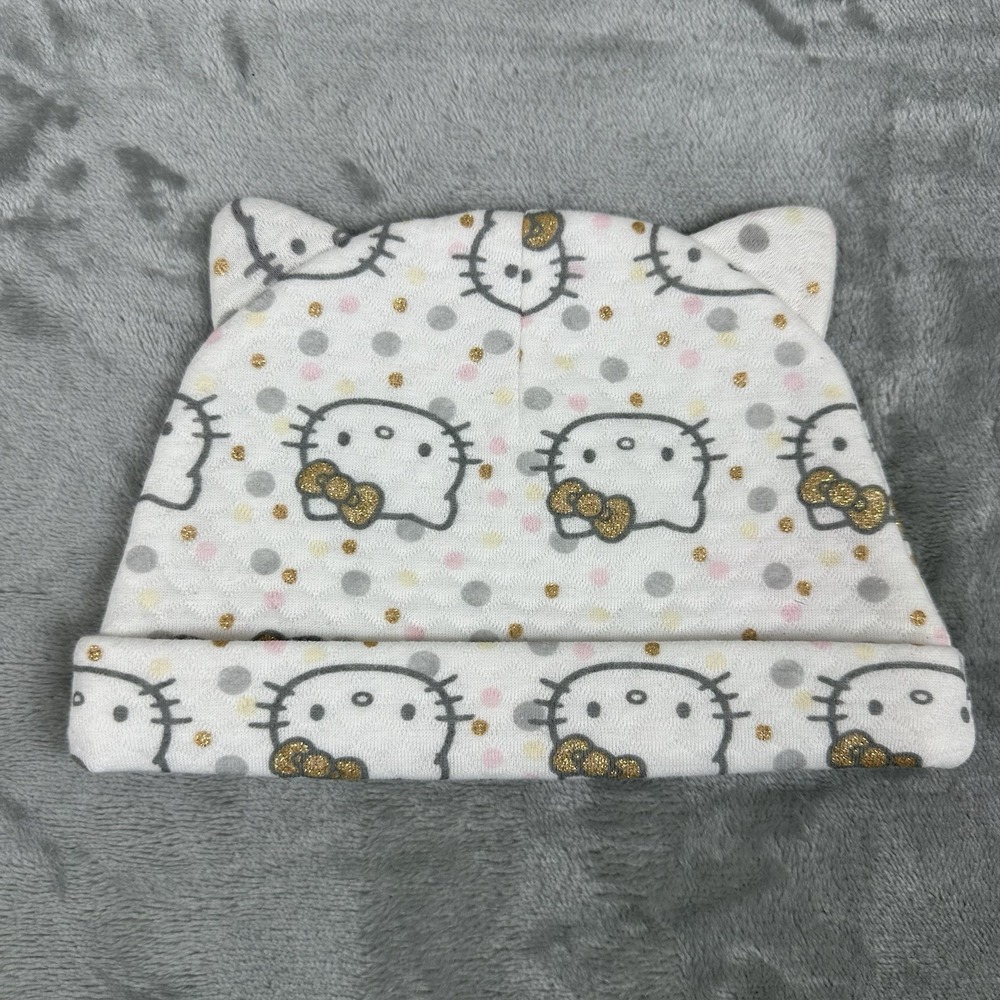 Hello Kitty Baby Girls Sleeper Hat White Pink Gold Gray